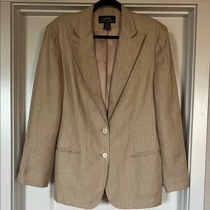Vintage 90s Ralph Lauren 100% Linen Pinstripe Blazer – Cream/White